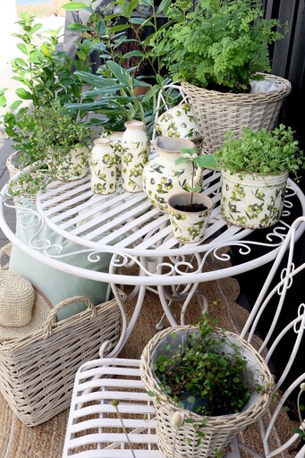 Impressionen zu Chic Antique Olive Übertopf mit Rand, Olivenmuster, Bild 2