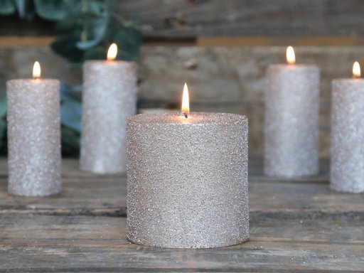 Impressionen zu Chic Antique Rustikale Stumpenkerzen mit Glitzer puder, Bild 1