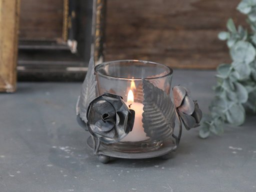 Impressionen zu Chic Antique Teelichthalter mit Blumen deko, Bild 1