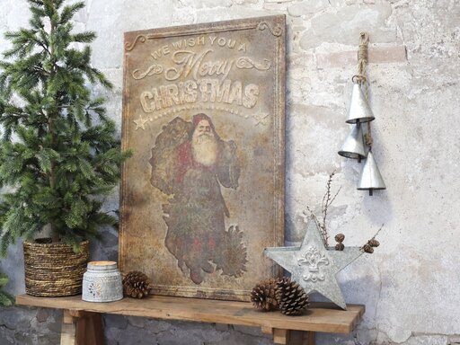 Impressionen zu Chic Antique Vintage Schild mit Weihnachtsmann Shabby, Bild 1