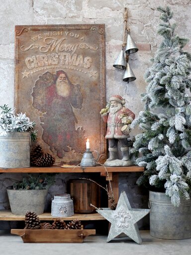 Impressionen zu Chic Antique Vintage Schild mit Weihnachtsmann Shabby, Bild 2