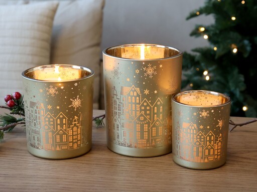 Impressionen zu Chic Antique Weihnachtlicher Goldener Teelichthalter mit Muster, Bild 3