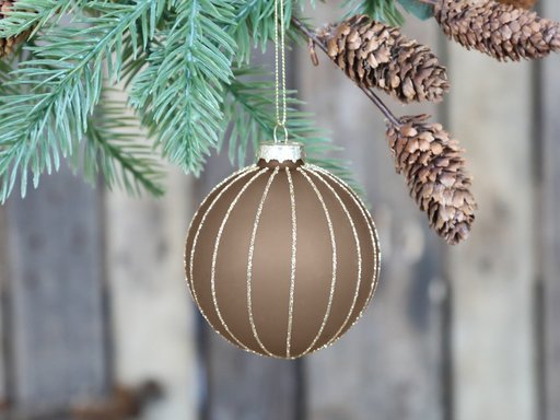 Impressionen zu Chic Antique Weihnachtskugel Velours mit Goldstreifen , Bild 1