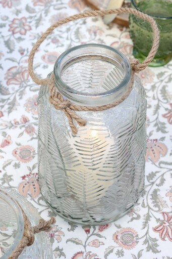Impressionen zu Chic Antique Windlicht aus Glas mit Blattmuster, Bild 3