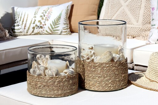 Impressionen zu Chic Antique Windlicht mit geflochtenem Boden, Glas, Bild 1