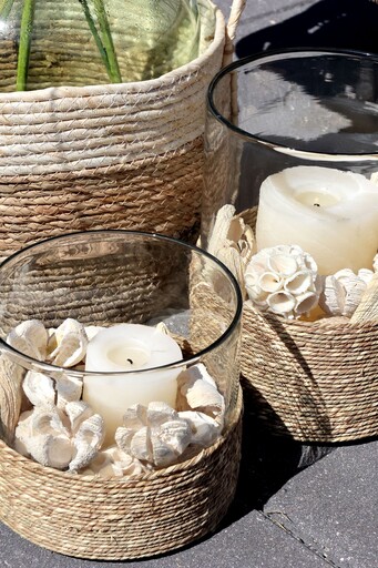 Impressionen zu Chic Antique Windlicht mit geflochtenem Boden, Glas, Bild 4