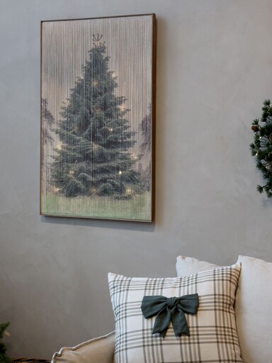 Impressionen zu Chic Antique Winterliches Wandbild mit Tannenbaum und LED Lichtern, Bild 1