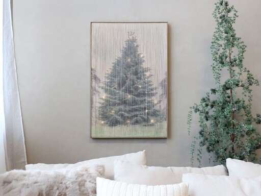 Impressionen zu Chic Antique Winterliches Wandbild mit Tannenbaum und LED Lichtern, Bild 4