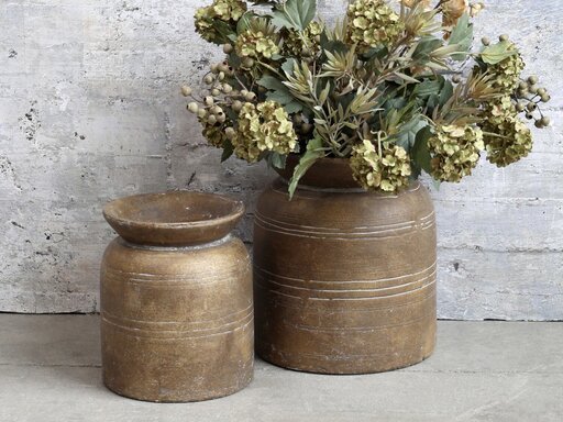 Impressionen zu Chic Antique Zement Vase mit Rillen für Deko, Bild 1