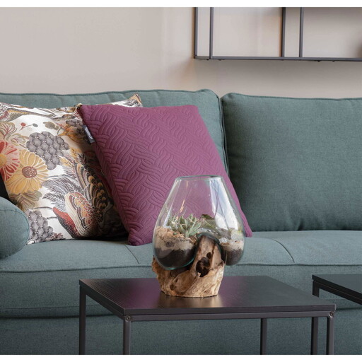 Impressionen zu House Nordic San Marino Waterdrop Glas Schale auf kleinem Teakholz Ständer, Bild 5