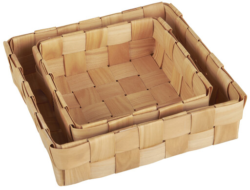 Impressionen zu IB Laursen 2er Korbsatz quadratisch geflochtenes Spanholz, Bild 1