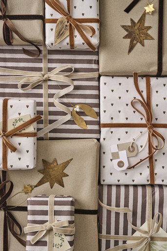 Impressionen zu IB Laursen Geschenkpapier Papierrolle mit Streifen Textil-Look, Bild 4