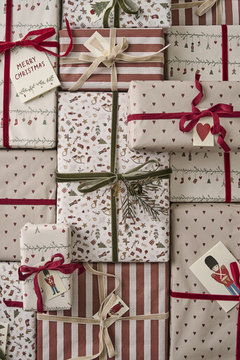 Impressionen zu IB Laursen Geschenkpapier Papierrolle mit Streifen Textil-Look, Bild 6