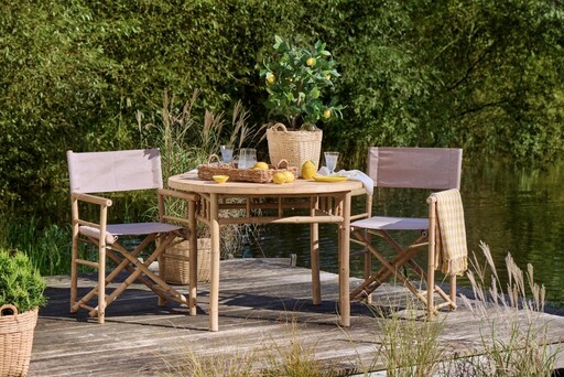 Impressionen zu IB Laursen Regiestuhl Bambus mit Leinenstoff, Bild 2