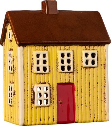 Impressionen zu IB Laursen Teelichthaus Visby gelb mit roter Tür, Bild 5