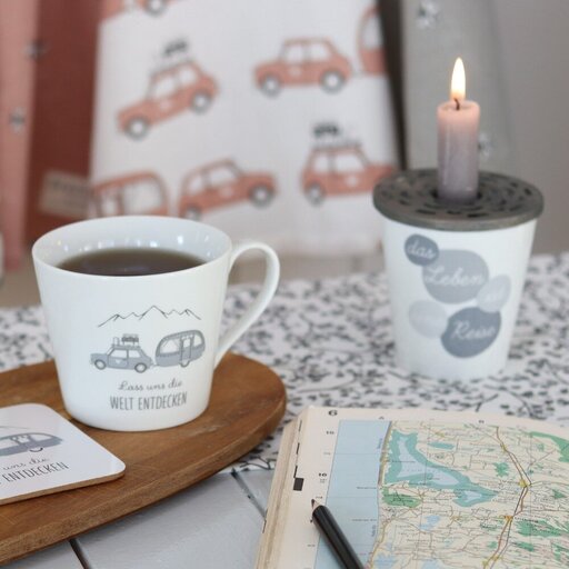 Impressionen zu Krasilnikoff Happy Cup Tasse, Lass uns die Welt entdecken, Bild 1