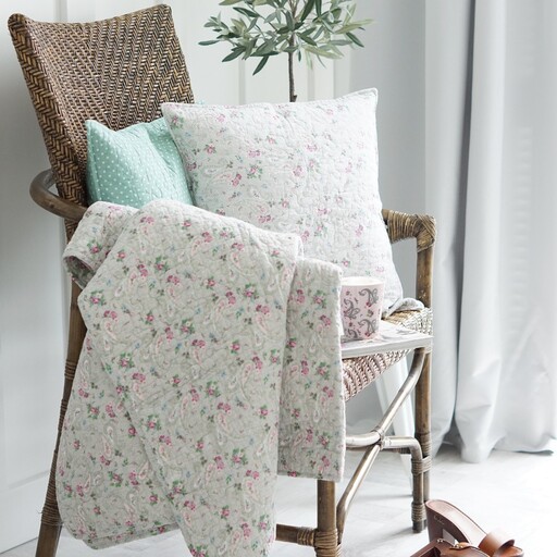 Impressionen zu Krasilnikoff Quilt mit Paisley Muster, Pink-Grey, Bild 1