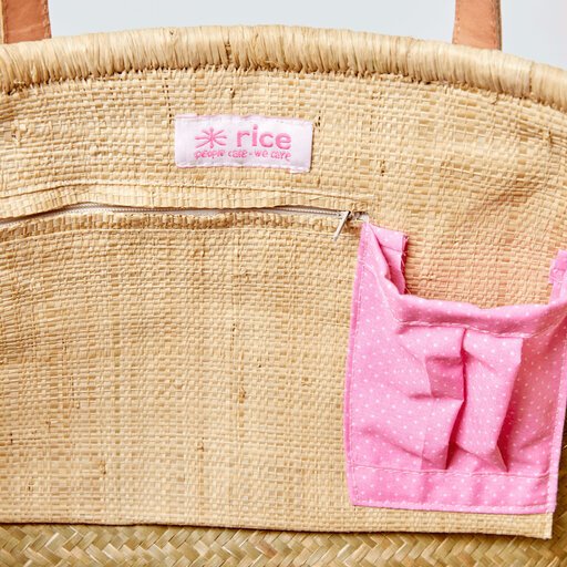 Impressionen zu RICE Bast Tasche mit Leder Henkel Pink, Bild 2