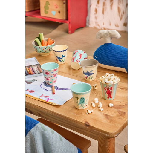 Impressionen zu RICE Kleine Melamin Kinder Becher Ocean Print - 6er Pack, Bild 2