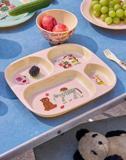 Impressionen zu RICE Melamin Kinderteller mit 4 Einteilungen Wildlife Print, Bild 1